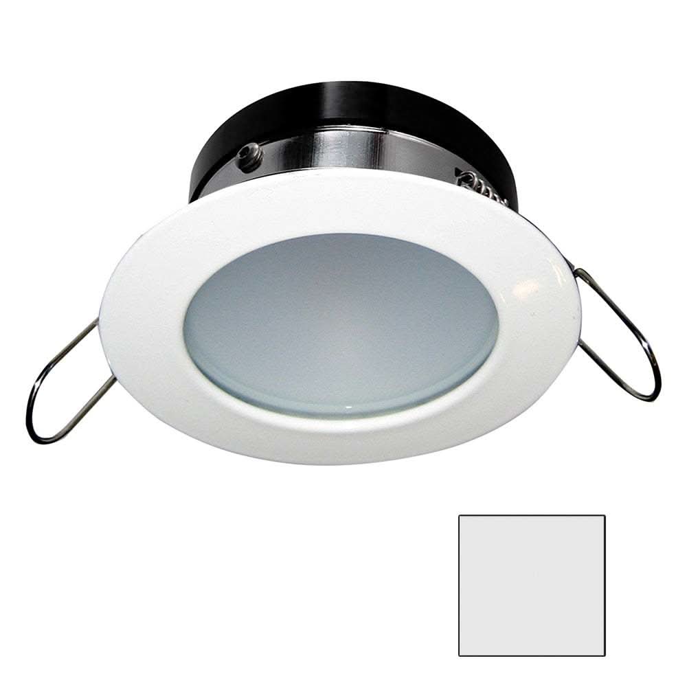 Apeiron A1110Z 4.5W round marine LED spring mount light with cool white color and white finish