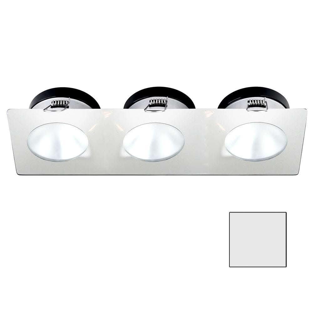 Apeiron A1110Z triple round 4.5W spring mount marine LED light in cool white with white finish