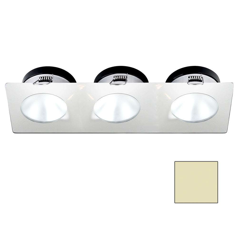 Apeiron A1110Z triple round 4.5W marine LED spring mount light with warm white glow and white finish