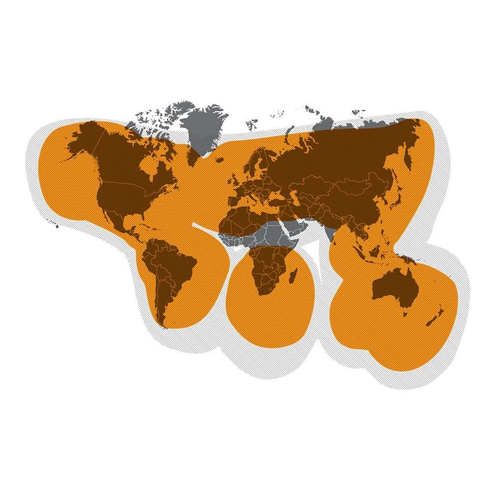 Siren Marine SirenSat Offshore Antenna global coverage map with 2M power cable