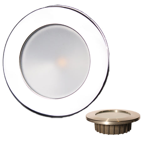 Lunasea “ZERO EMI” Recessed 3.5” LED Light - Warm White, Blue with Polished Stainless Steel Bezel - 12VDC - LLB-46WB-0A-SS
