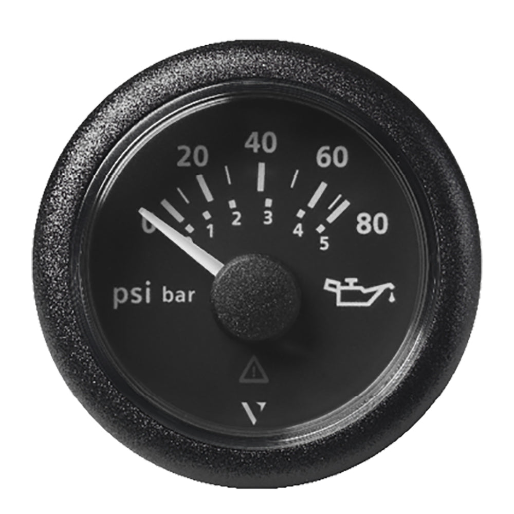 VDO Marine 2-1/16" (52MM) Viewline Oil Pressure Gauge 80 PSI/5 Bar - 8-32V - Black Dial & Round Bezel - A2C59514128