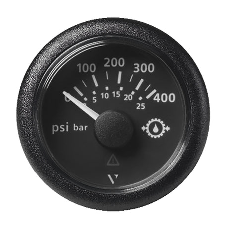 VDO Marine 2-1/16" (52mm) ViewLine Transmission Oil Pressure 400 PSI/25 Bar - 8-32V - Black Dial & Round Bezel - A2C59514145