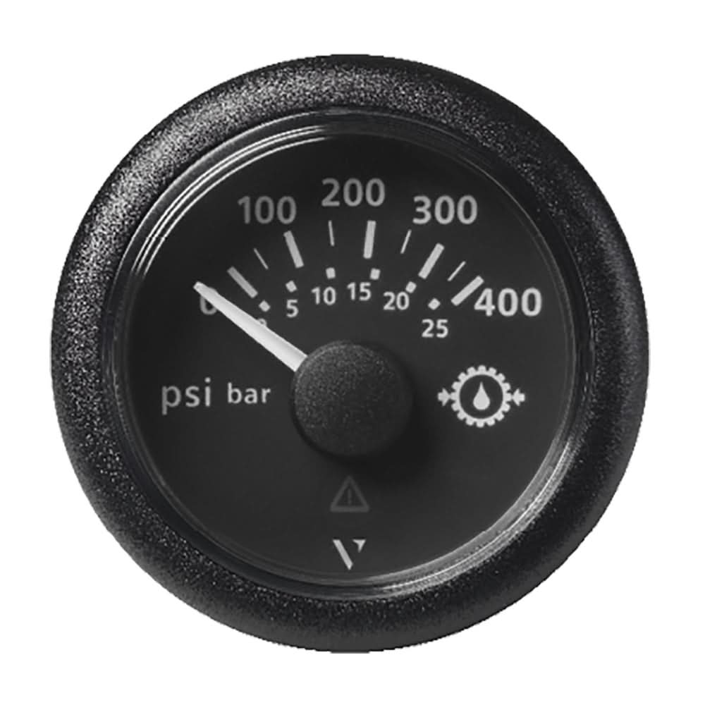 VDO Marine 2-1/16" (52mm) ViewLine Transmission Oil Pressure 400 PSI/25 Bar - 8-32V - Black Dial & Round Bezel - A2C59514145