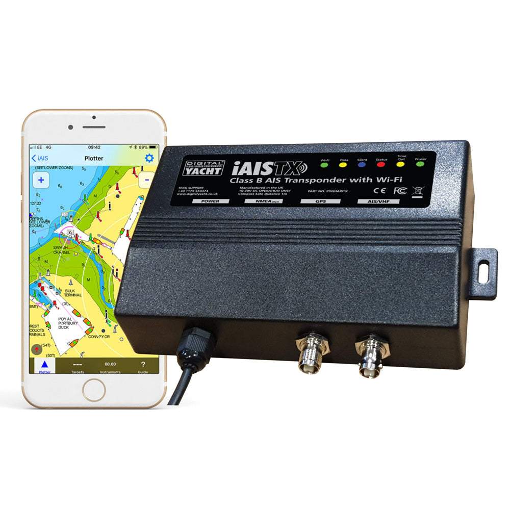 Digital Yacht iAISTX Plus Class B wireless AIS transponder with NMEA 2000 interface and smartphone navigation display