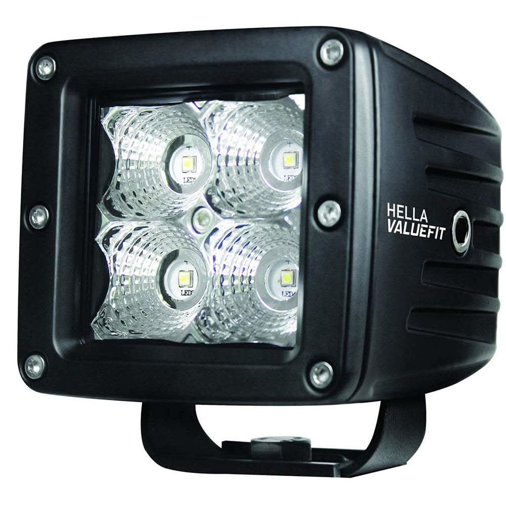 Hella Marine Value Fit LED 4 Cube Flood Light black die-cast aluminum housing four high intensity LEDs compact size