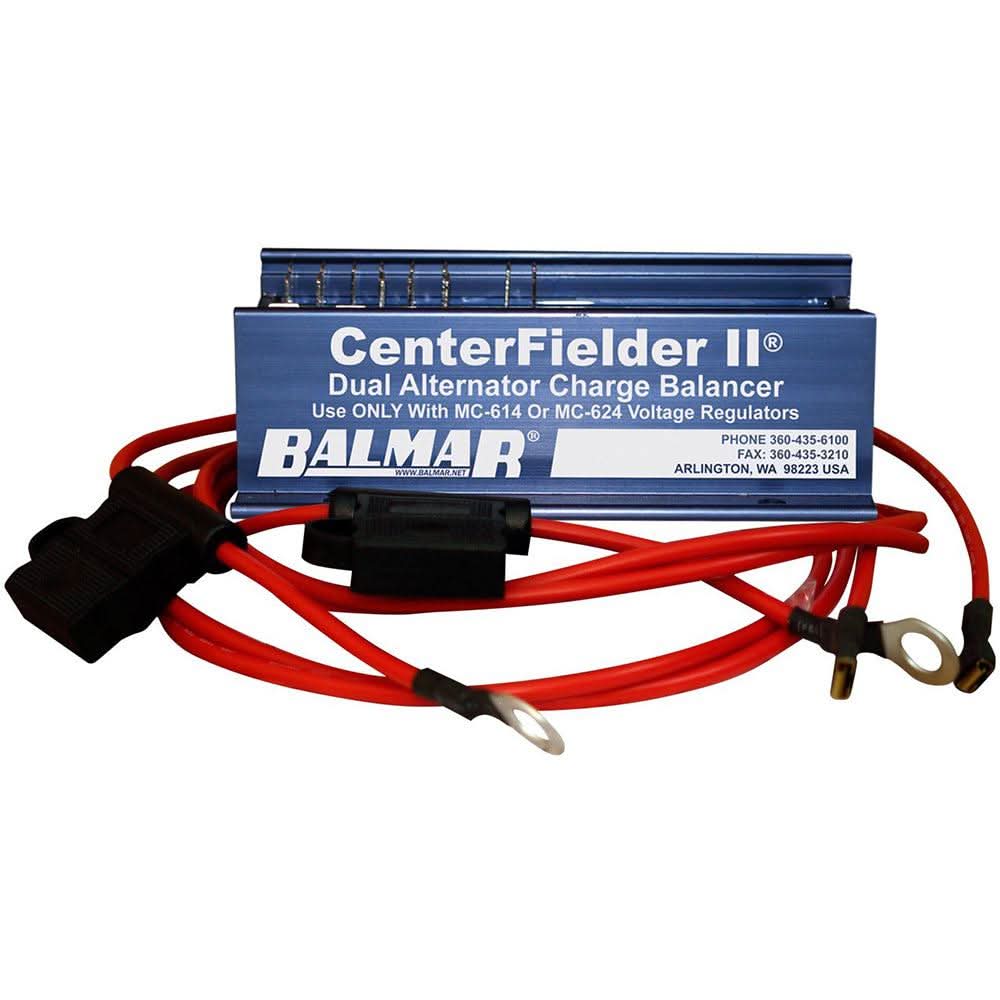 Balmar Centerfielder II dual alternator charge balancer with wires for 12/24V twin engine single battery bank systems