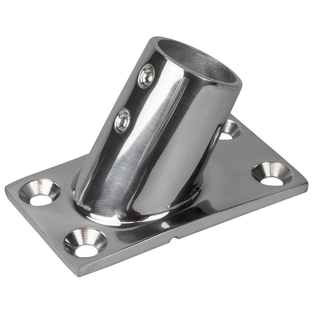 Sea-Dog Rail Base Fitting Rectangular Base 60 Degree 316 Stainless Steel - 1-7/8" x 3-1/4" - 1" OD - 281601-1