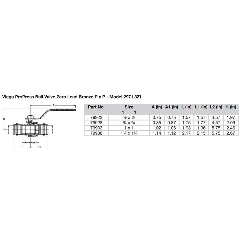 Viega ProPress 1-1/4" Zero Lead Bronze Ball Valve w/Stainless Stem - Double Press Connection - Smart Connect Technology - 79938