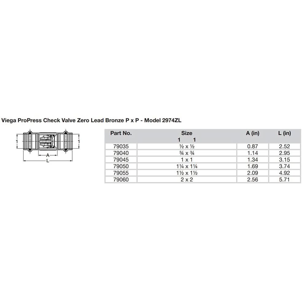 Viega ProPress 1" Zero Lead Check Valve - Double Press Connection - Smart Connect Technology - 79045