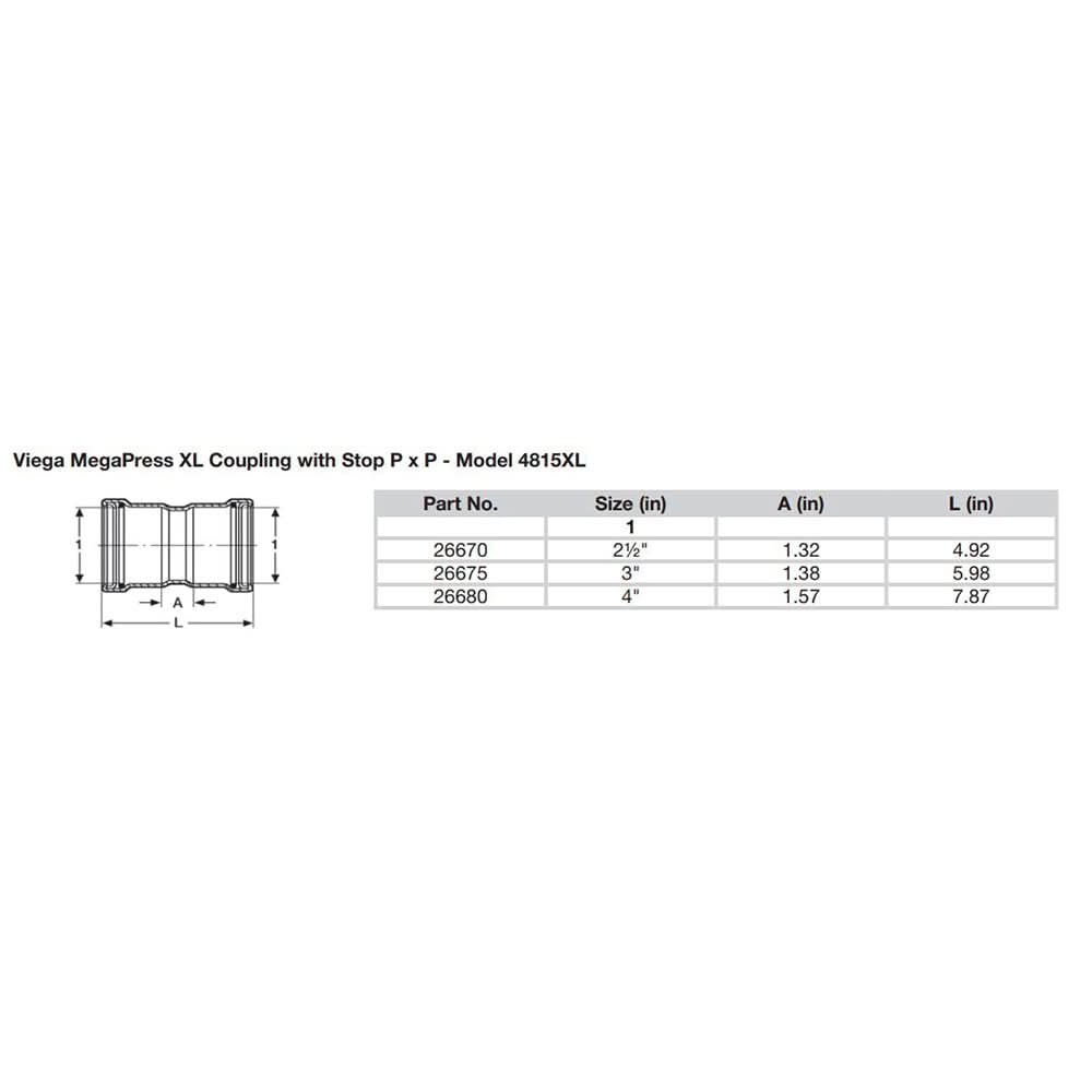 Viega MegaPress XL 3" Carbon Steel Coupling w/Stop w/FMK Double Press Connection - Smart Connect Technology - 26675