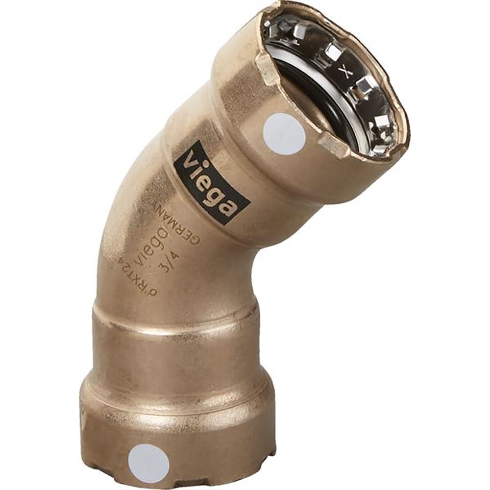 Viega MegaPress 3/4" 45° Copper Nickel Elbow - Double Press Connection - Smart Connect Technology - 88095