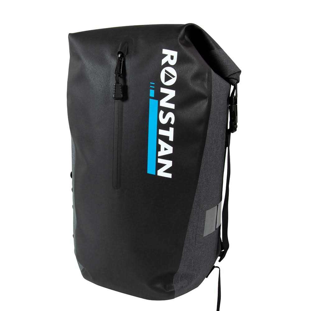Ronstan Dry Roll Top 30L waterproof black and grey backpack with roll-top closure and padded straps