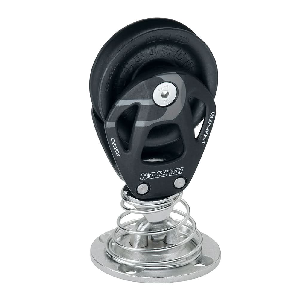 Harken 6280 80mm Element stand-up block with grey hardcoat-anodized aluminum sideplates and black composite sheave.
