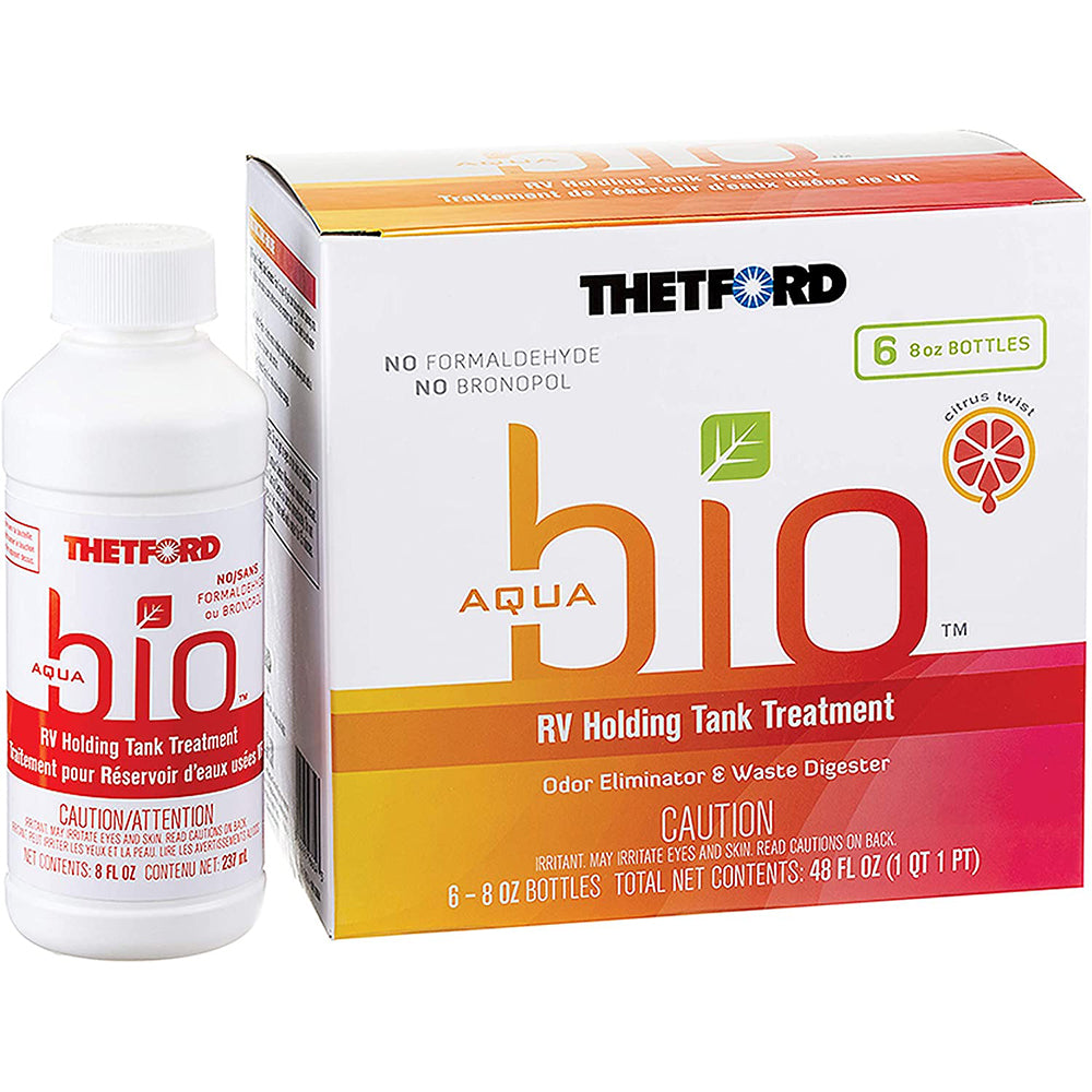 Thetford AquaBio RV Holding Tank Treatment - Citrus Twist Scent - 6-Pack of 8oz Bottles - 96604