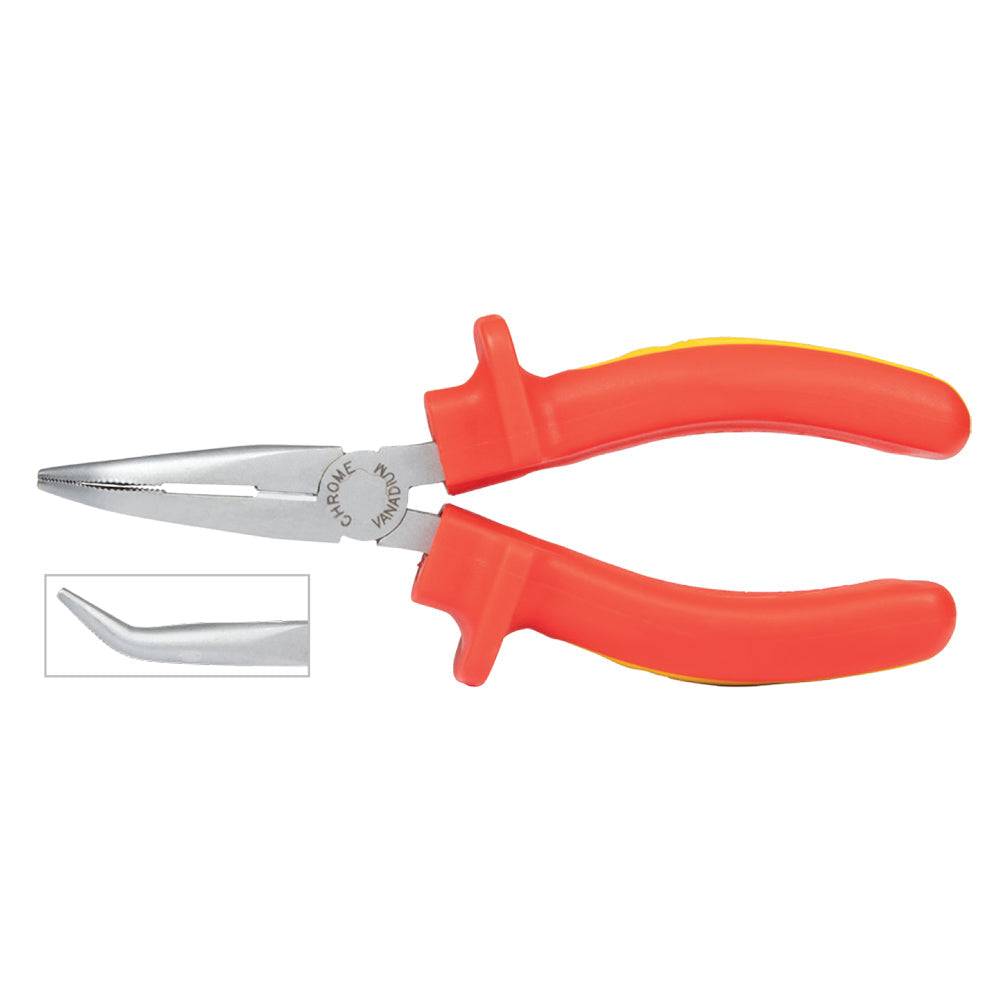 Ancor 6 inch bent nose pliers with 1000V insulation and red handles for tight spaces