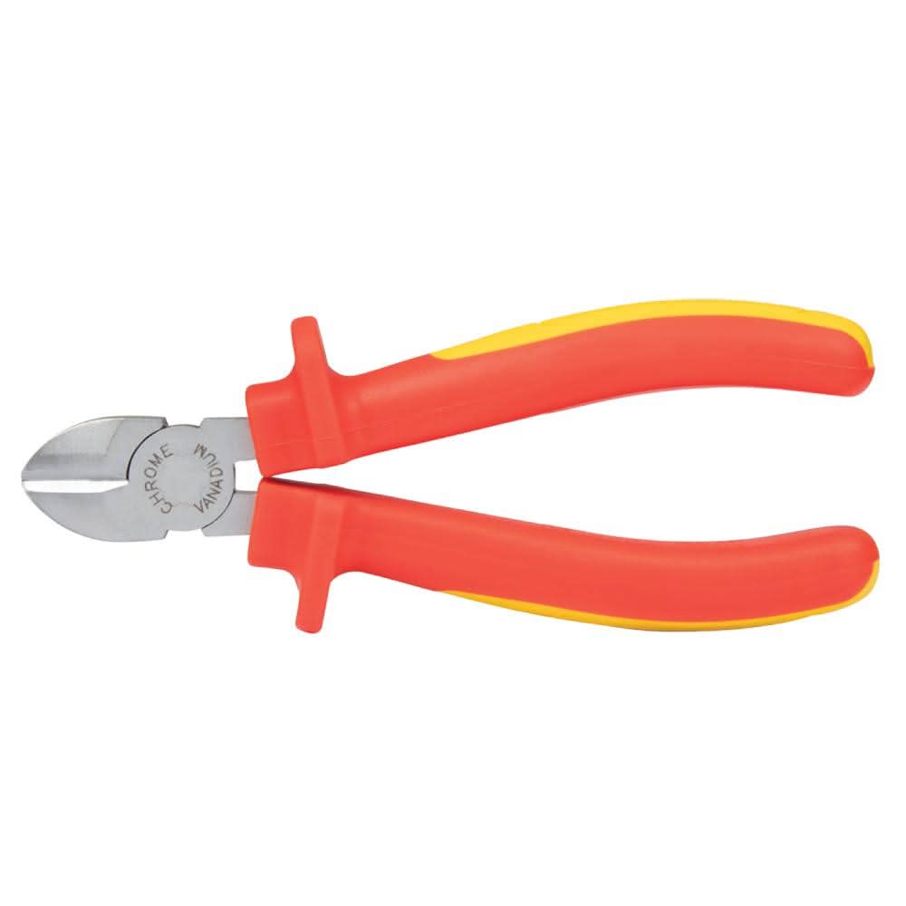Ancor 6 inch diagonal cutting pliers with insulated red and yellow handles and chrome vanadium blades