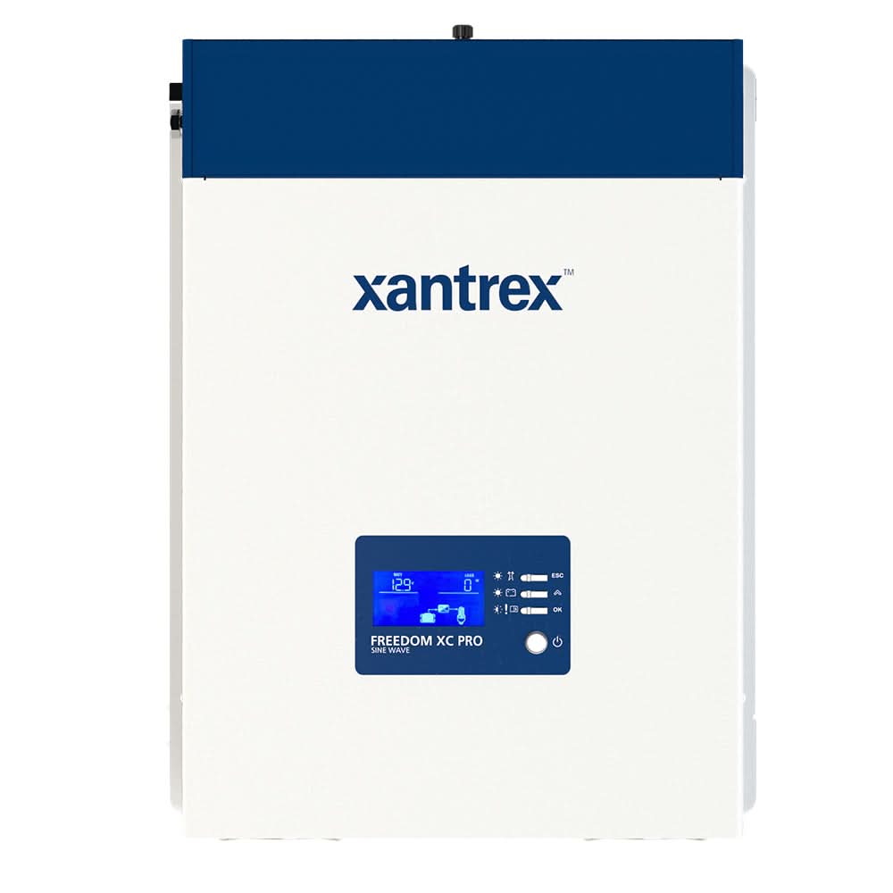 Xantrex Freedom XC PRO marine 3000W inverter charger with blue display panel and white housing