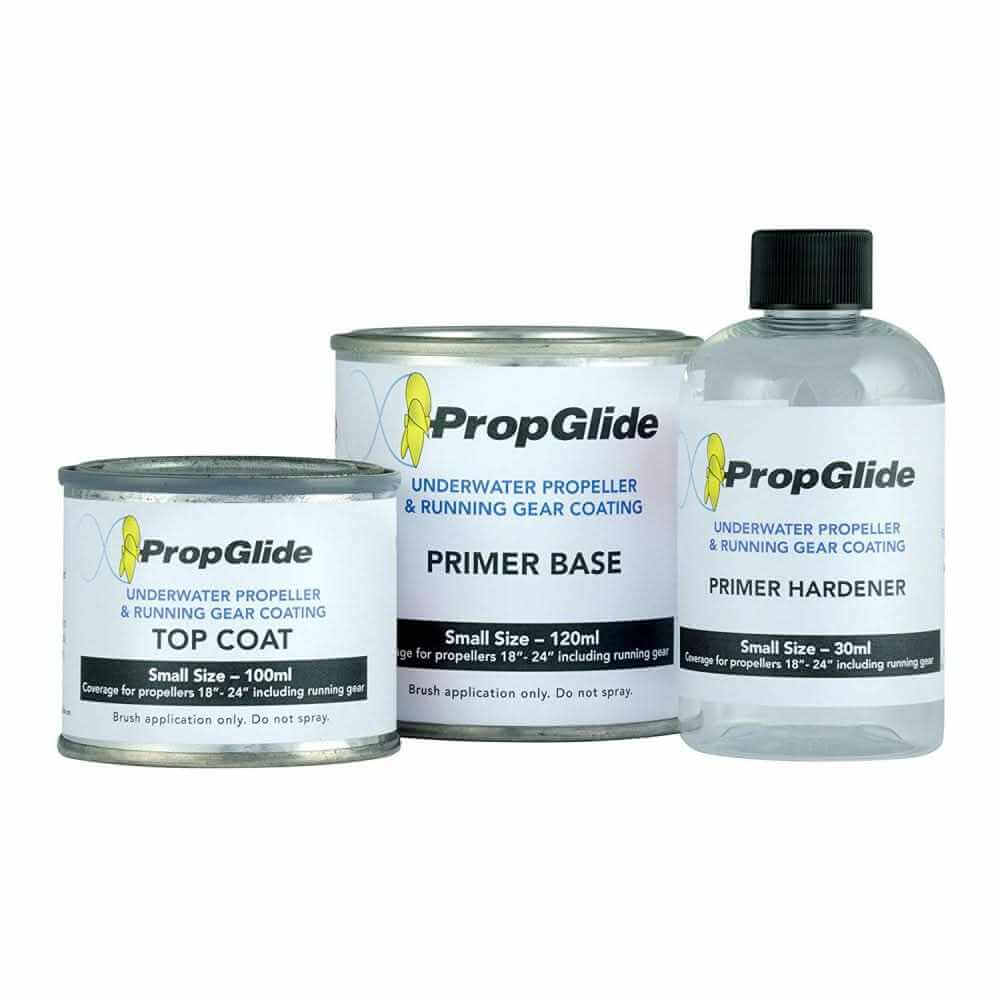 PropGlide Prop & Running Gear Coating Kit small 250ml with primer base, hardener, and top coat for underwater propeller protection and fuel efficiency