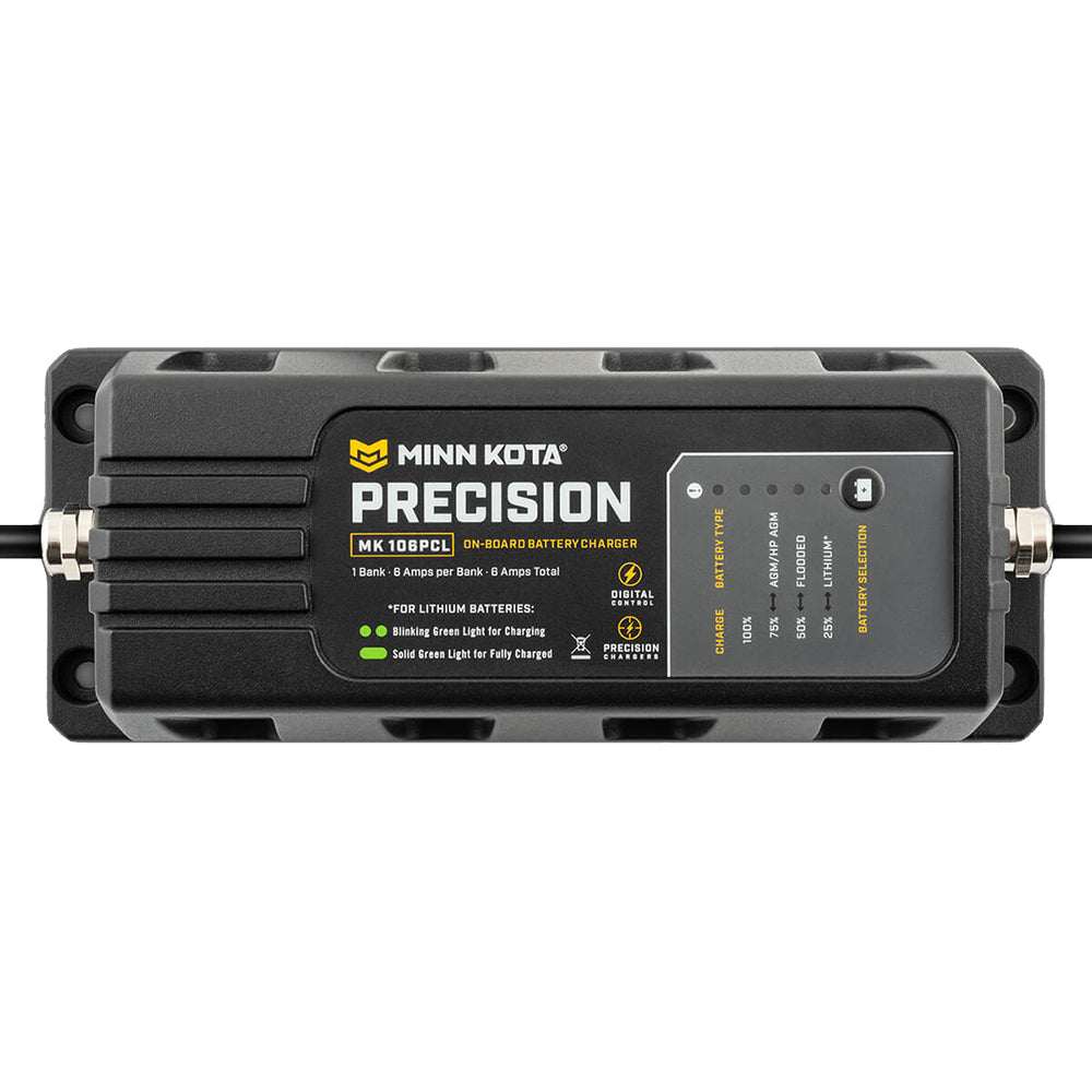 Minn Kota On-Board Precision Charger MK-106 PCL 1 Bank 6 AMP lithium optimized waterproof charger