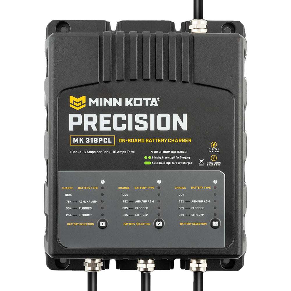 Minn Kota Precision MK-318 PCL 3 bank 6 amp lithium optimized on-board battery charger