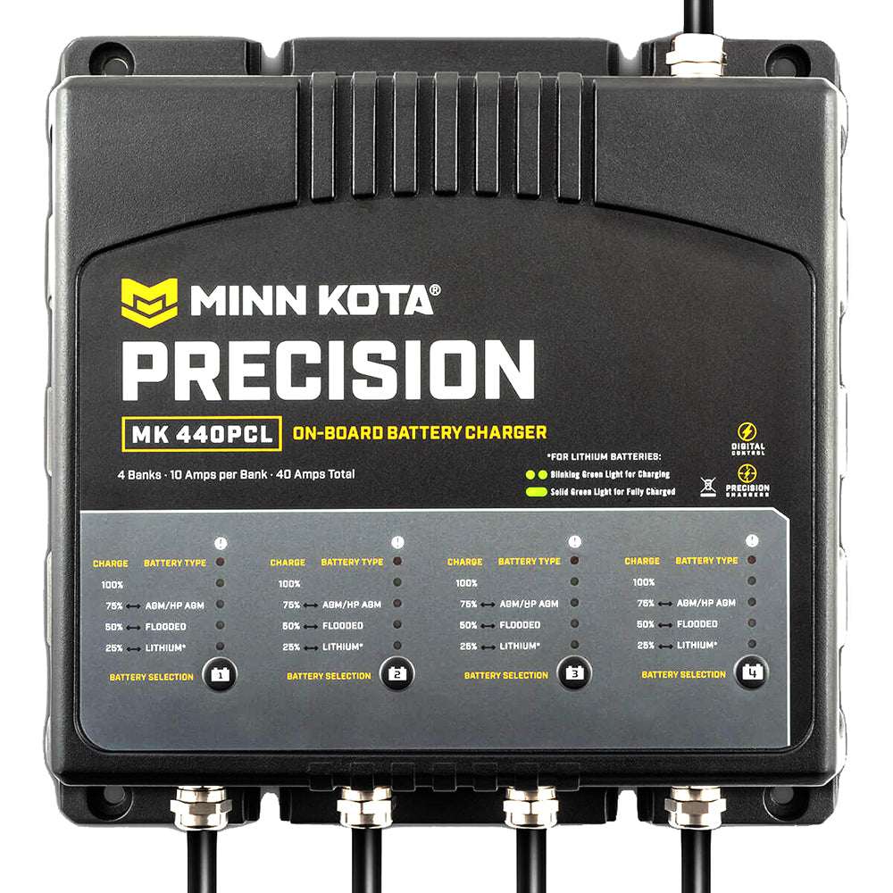 Minn Kota on-board charger MK-440 PCL 4 bank 10 AMP lithium optimized precision battery charger