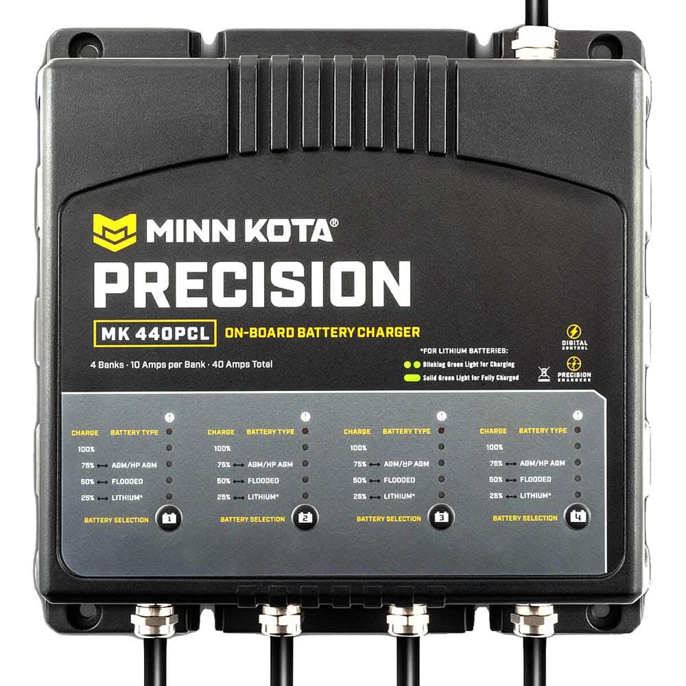 Minn Kota on-board charger MK-440 PCL 4 bank 10 AMP lithium optimized precision battery charger