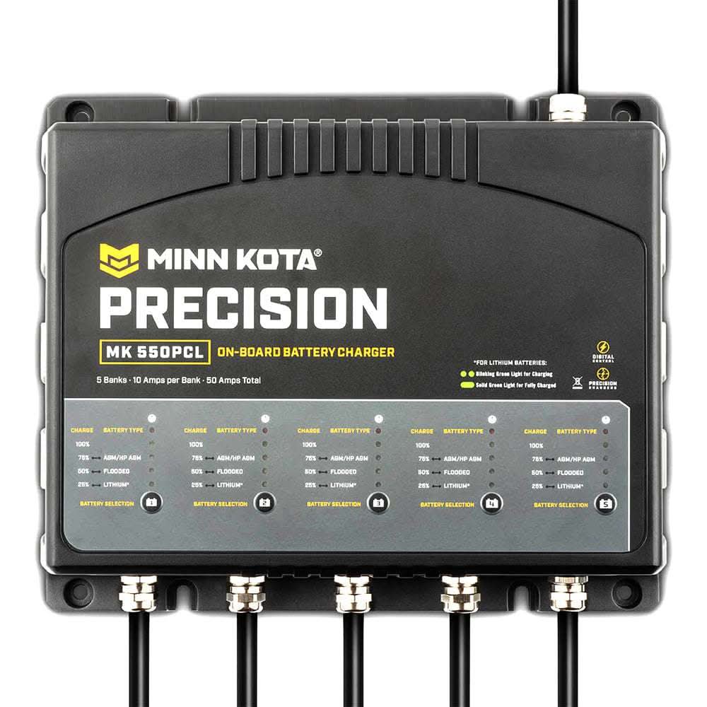 Minn Kota On-Board Precision Charger MK-550 PCL 5 Bank 10 AMP waterproof lithium battery charger