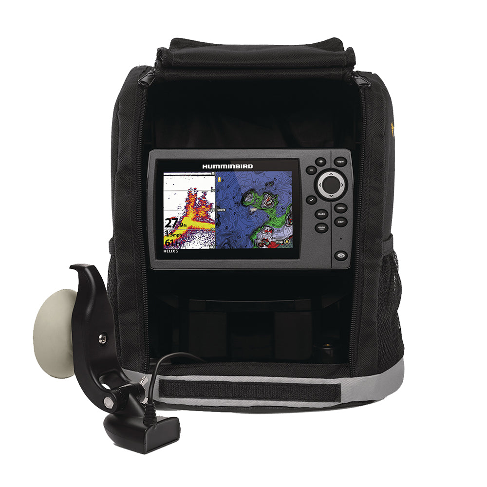 Humminbird HELIX 5 portable fish finder with CHIRP sonar, GPS, color display, and carrying case