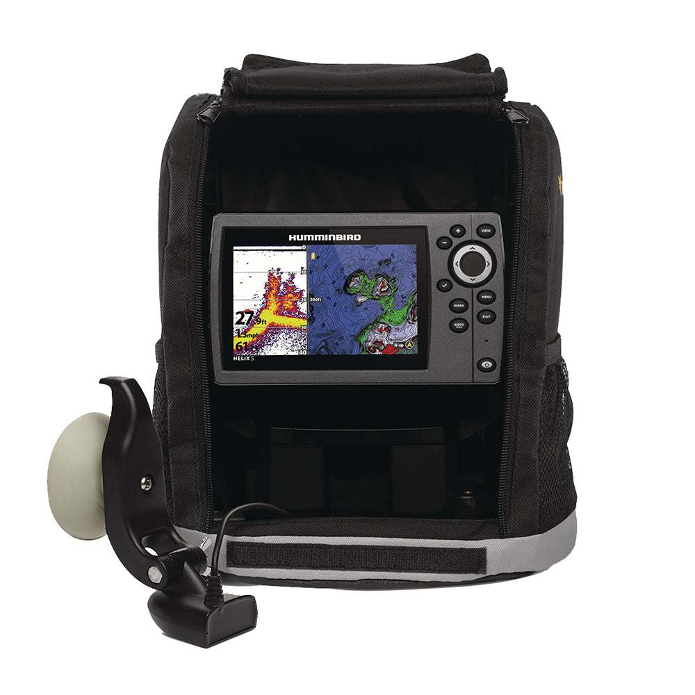 Humminbird HELIX 5 portable fish finder with CHIRP sonar, GPS, color display, and carrying case