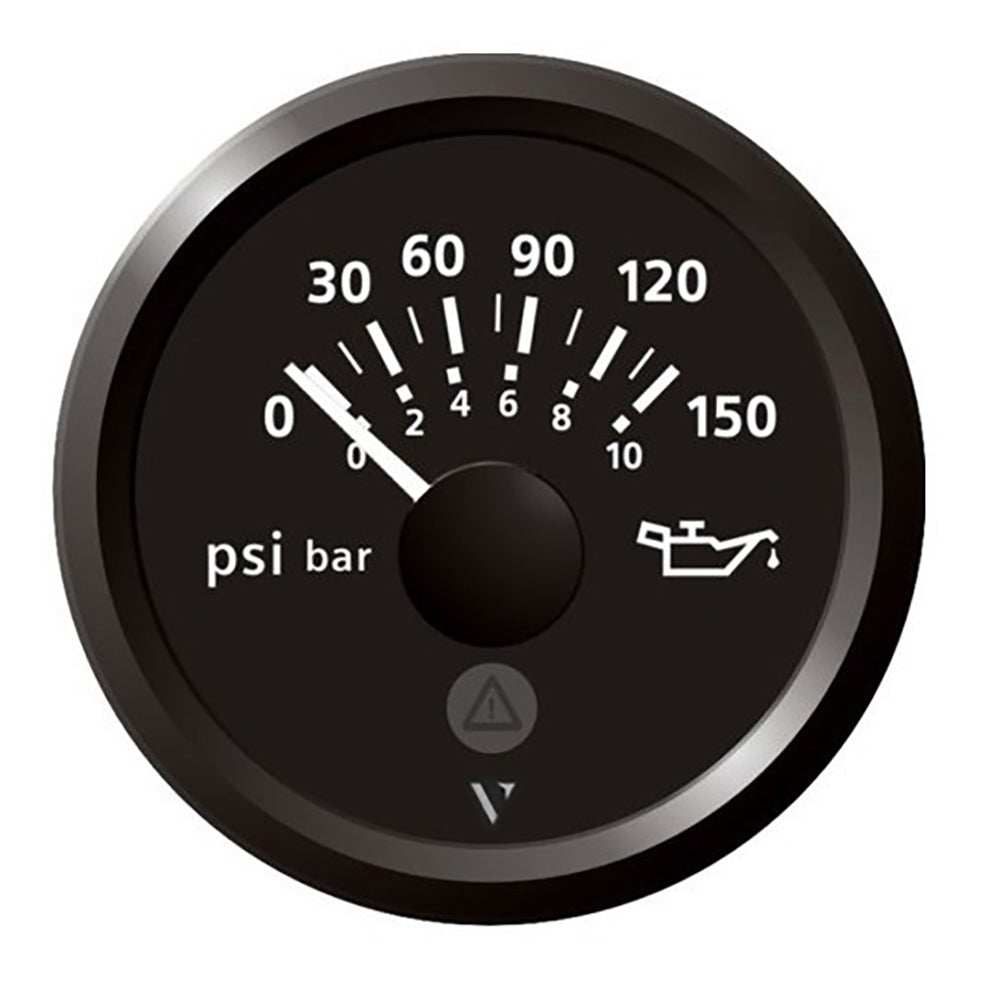 Veratron 52mm black dial engine oil pressure gauge 150 PSI with bezel and anti-fog lens