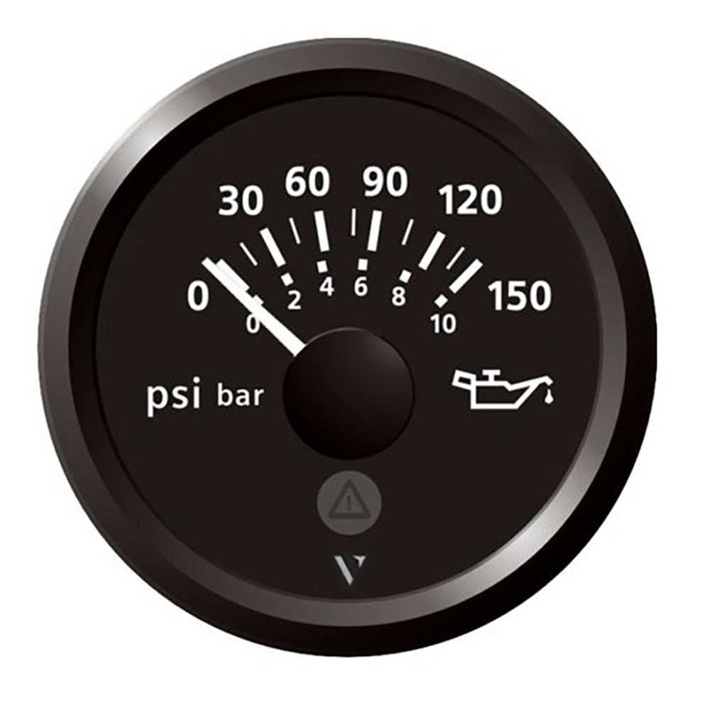 Veratron 52mm black dial engine oil pressure gauge 150 PSI with bezel and anti-fog lens