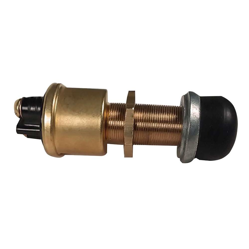Raritan heavy-duty brass push button switch with 35 amp rating and threaded body