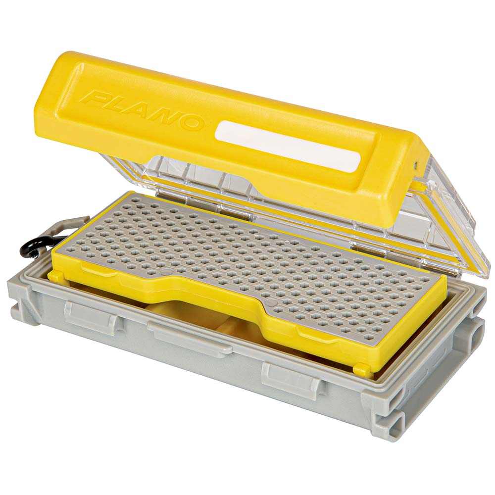 Plano EDGE Micro Fly Box with magnetic Dropzone, waterproof seal, and clear lid for organized fishing tackle storage