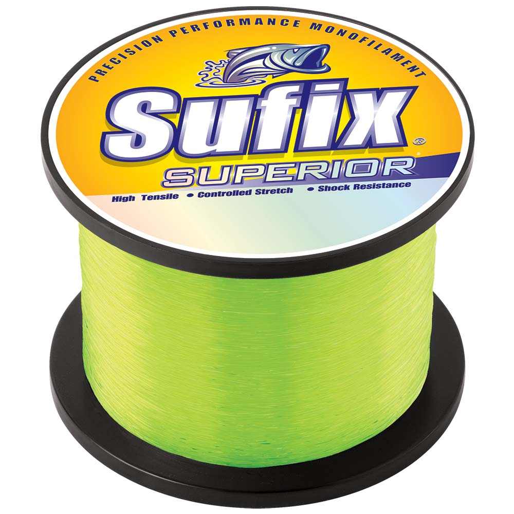Sufix Superior Hi-Vis Yellow Monofilament fishing line 20lb 5875yds high strength and abrasion resistant