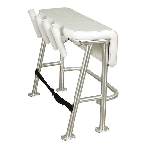 TACO Neptune III Leaning Post with 4 white poly rod holders and anodized aluminum frame for boats under 25 feet