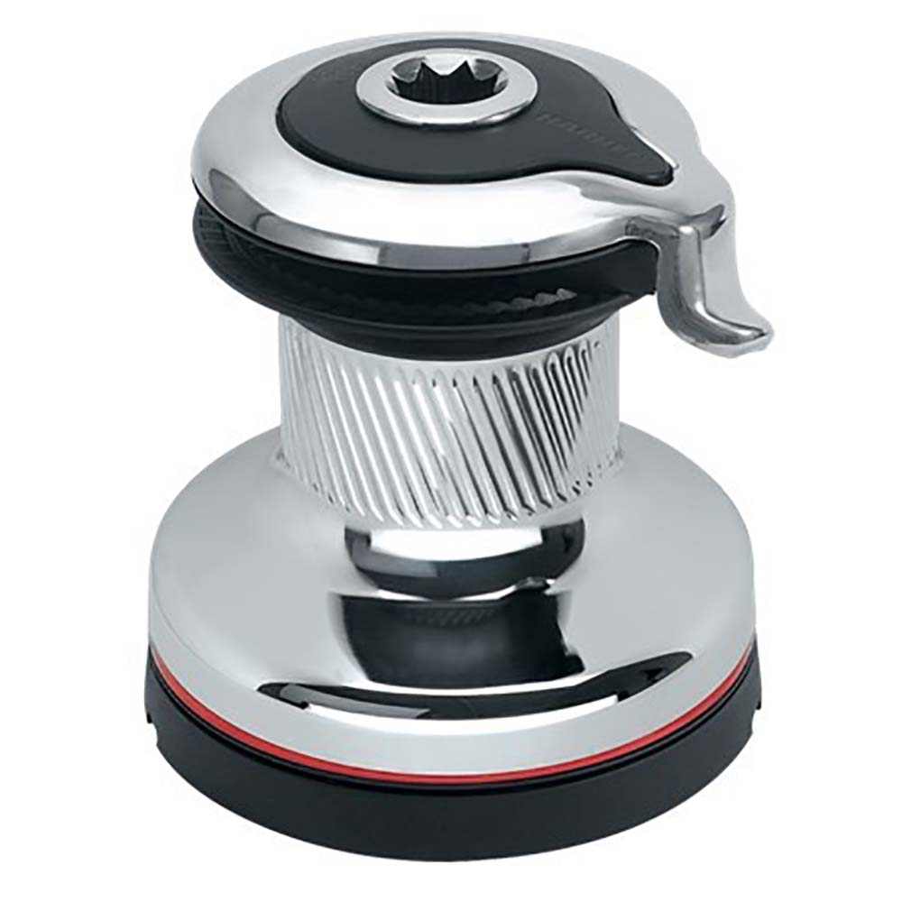 Harken 20 Self-Tailing Radial Chrome Winch with diagonal ribs and chrome finish