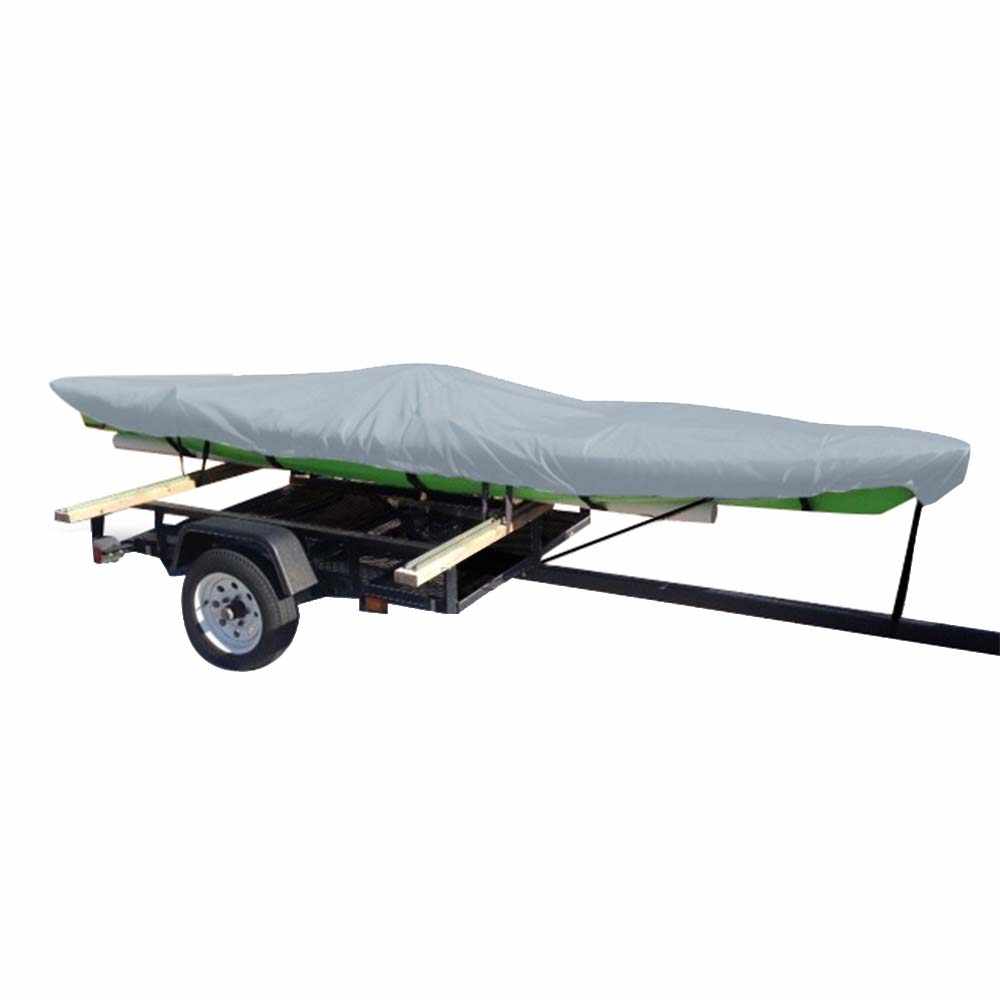 Carver Poly-Flex II extra wide grey fitted cover for 12.5' fishing kayak on trailer