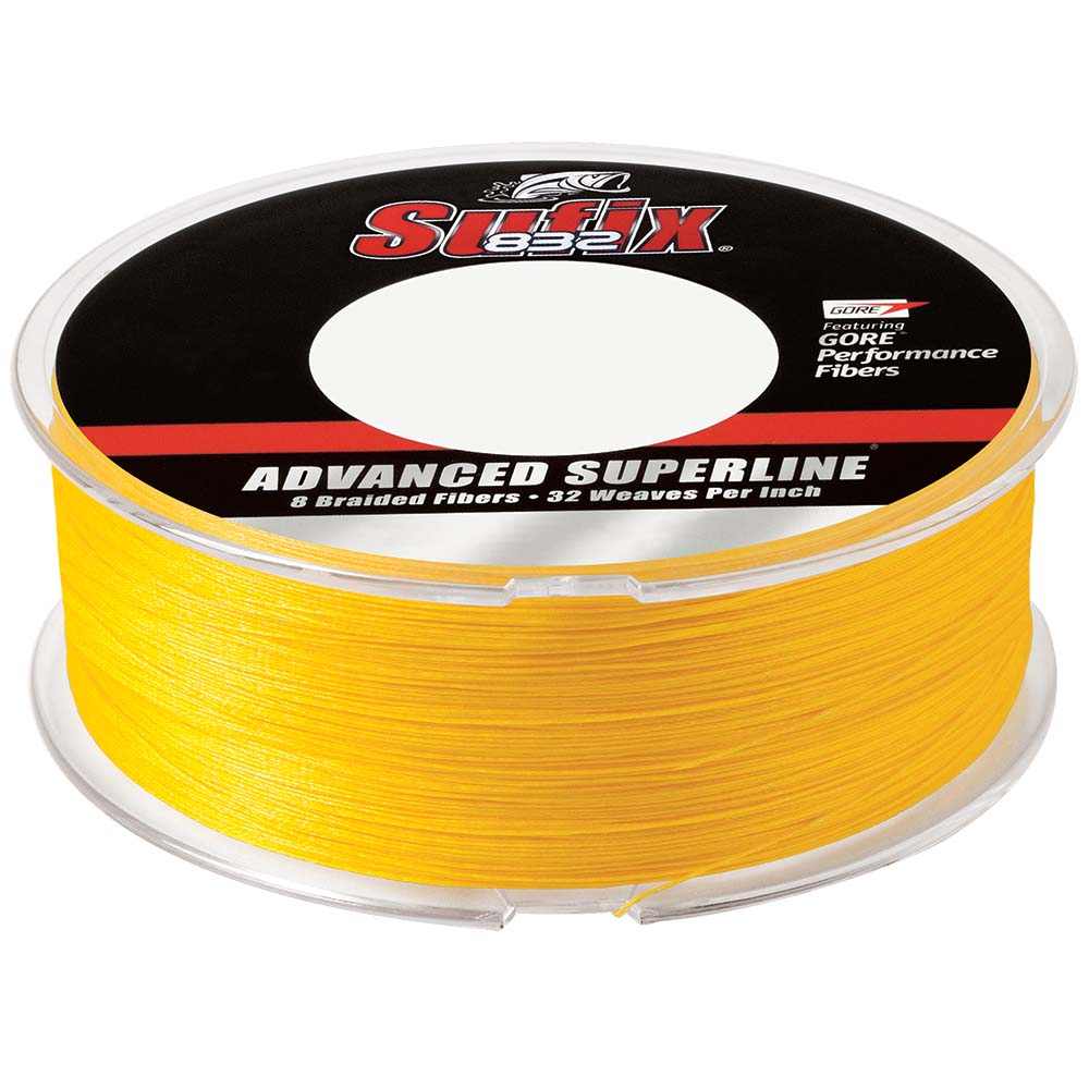Sufix 832 Advanced Superline Braid 10lb hi-vis yellow fishing line spool 600 yards
