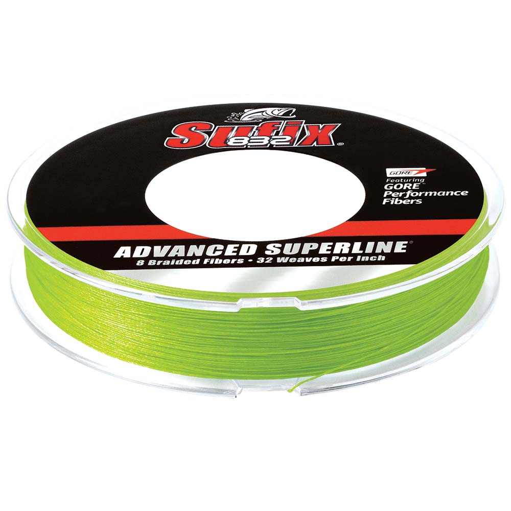 Sufix 832 Advanced Superline 15lb neon lime braided fishing line 150 yards spool