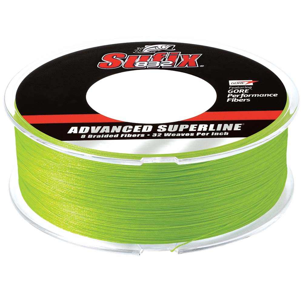 Sufix 832 Advanced Superline Braid 15lb neon lime fishing line spool 600 yards