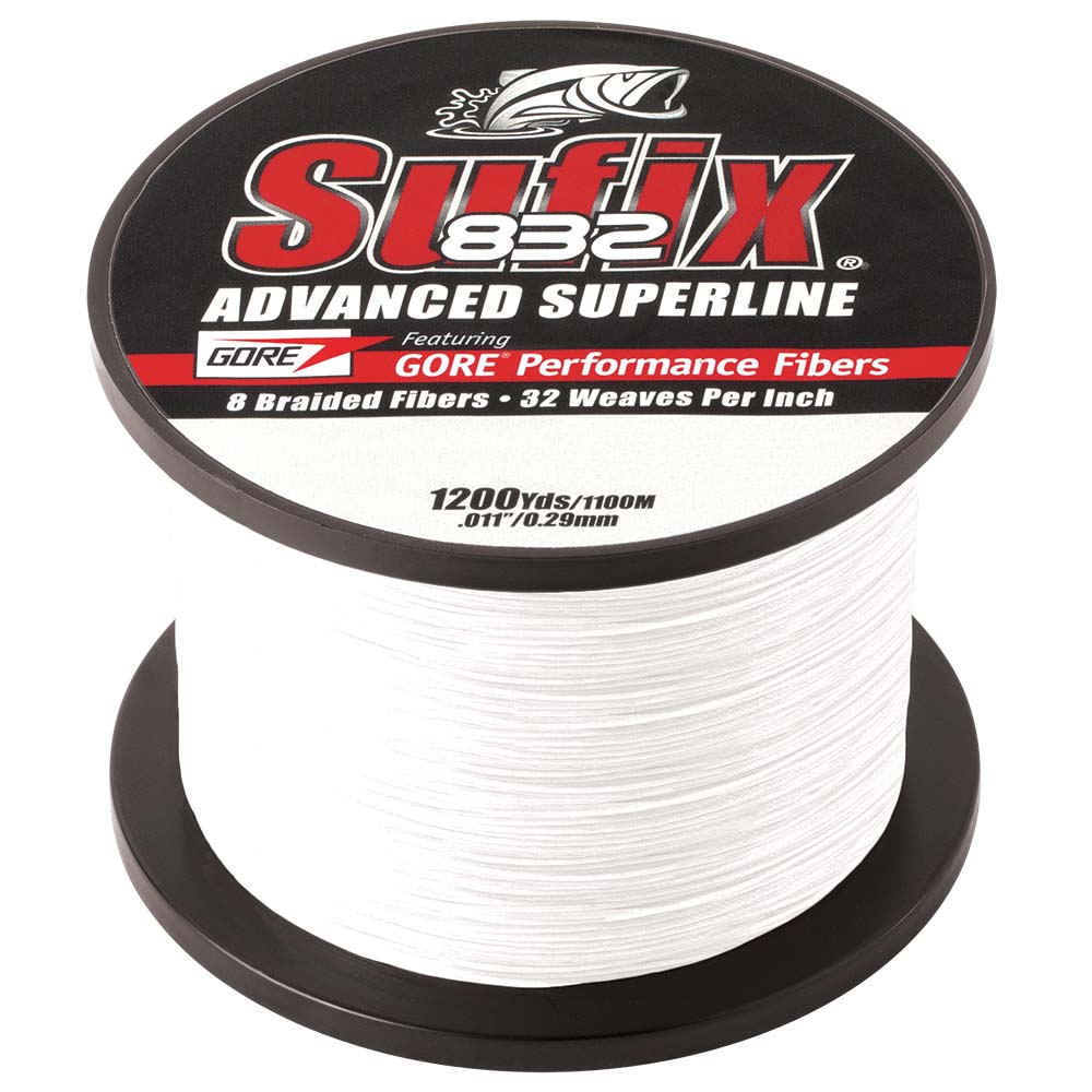 Sufix 832 Advanced Superline Braid 15lb 1200yd Ghost white fishing line spool