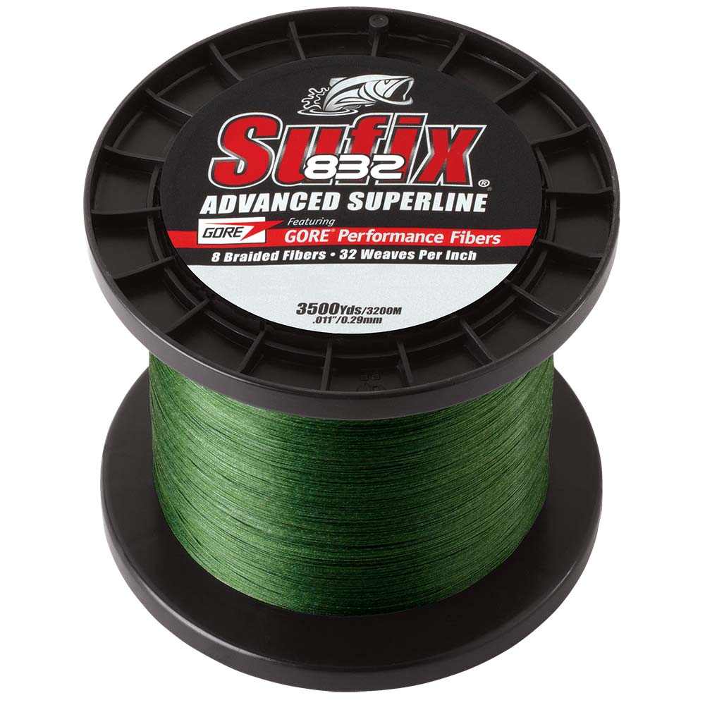 Sufix 832 Advanced Superline Braid 15lb low-vis green fishing line 3500 yds spool