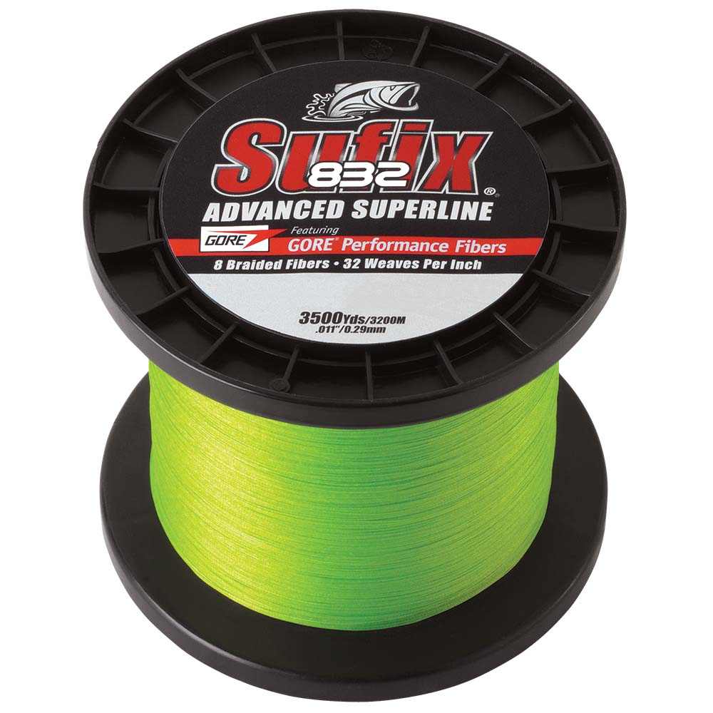 Sufix 832 Advanced Superline 20lb neon lime fishing braid spool 3500 yards
