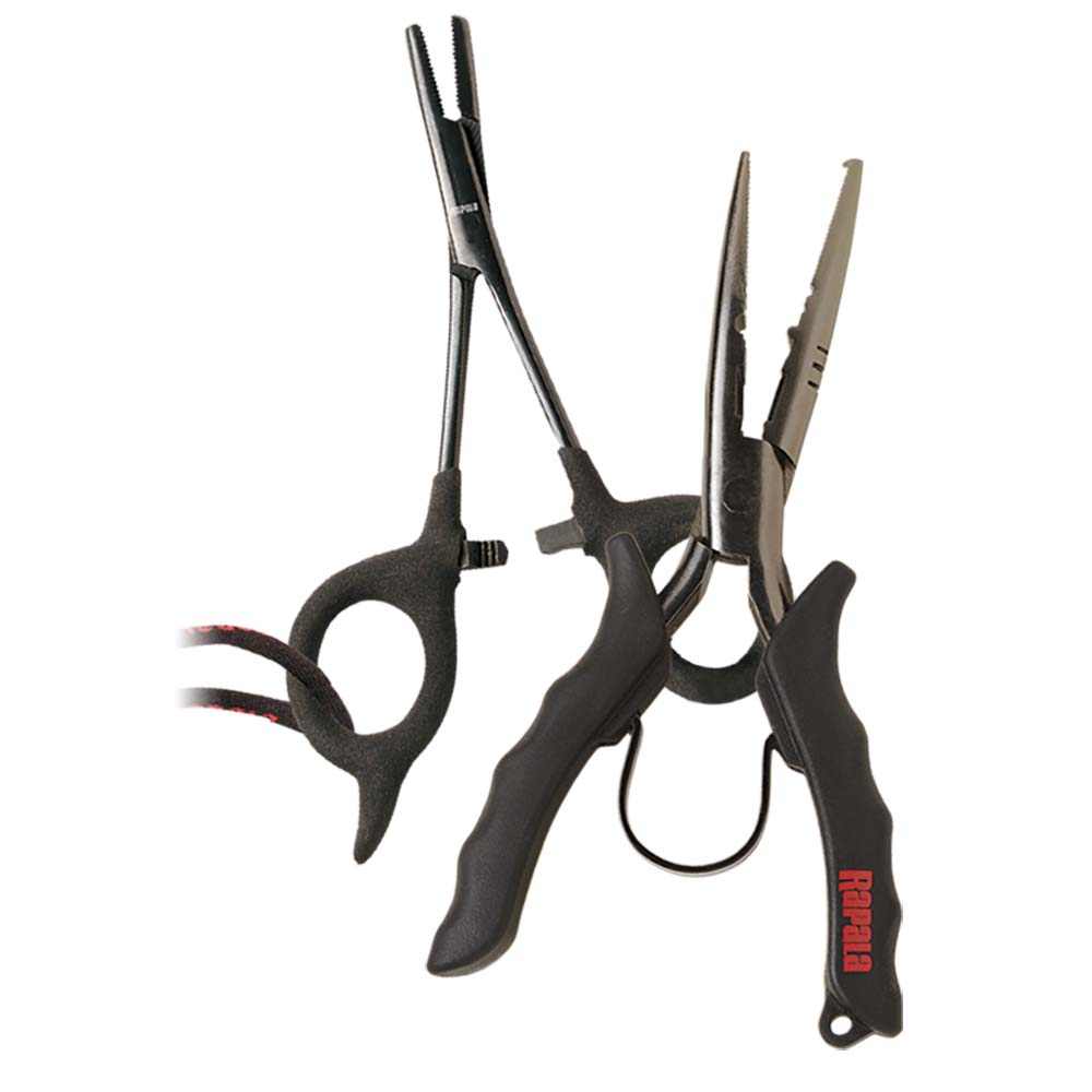 Rapala Tool Combo with stainless steel pliers, fishing forceps, sheath, and wrist lanyard