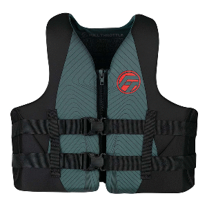 Full Throttle Adult rapid-dry life jacket L/XL grey black with front zipper and adjustable belts