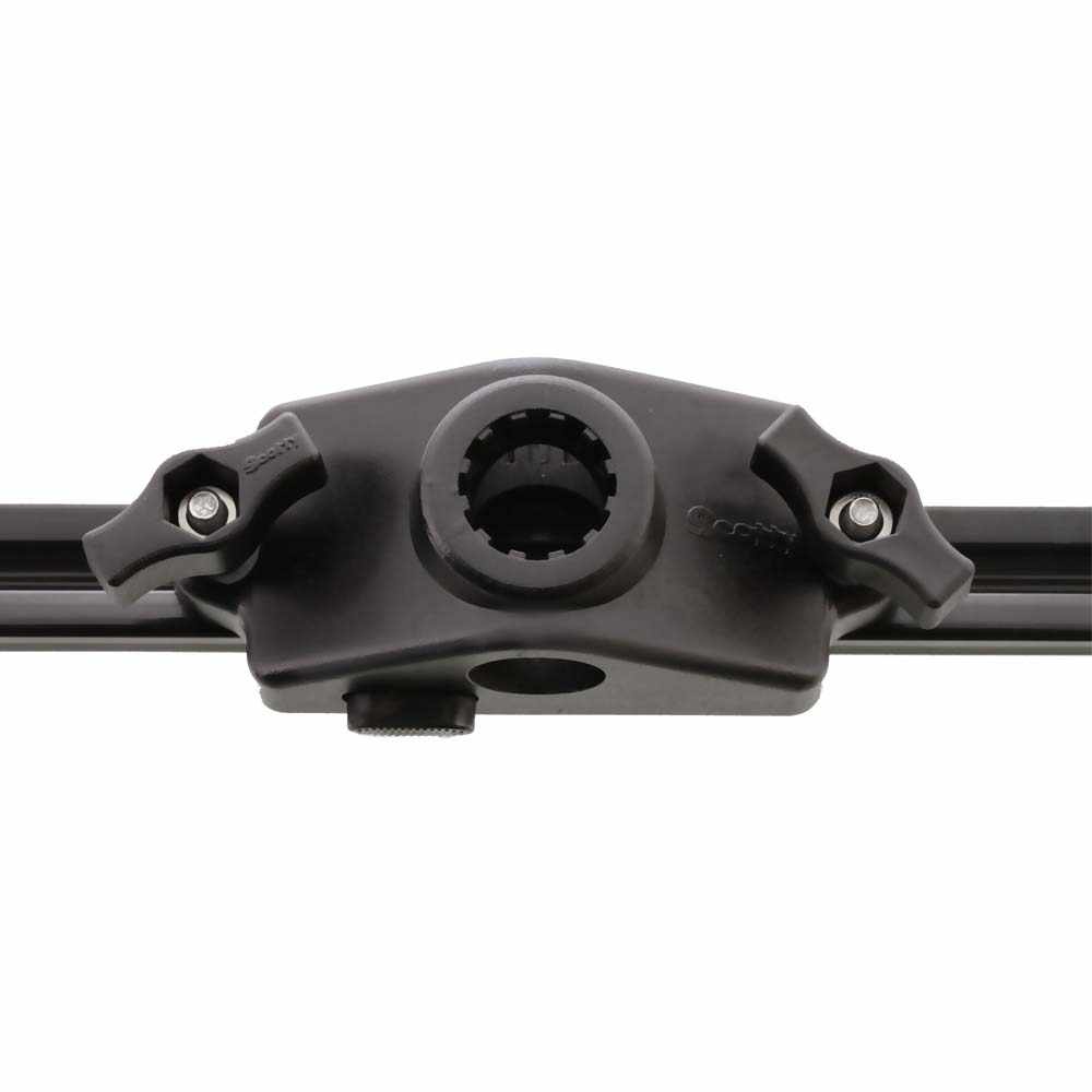 Scotty 0343 locking gunnel track mount for boats with integrated tracks, tool-free installation and push-button release