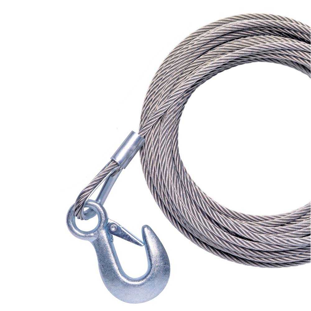 Powerwinch stainless steel 7/32" x 30' replacement cable with hook for trailer winches