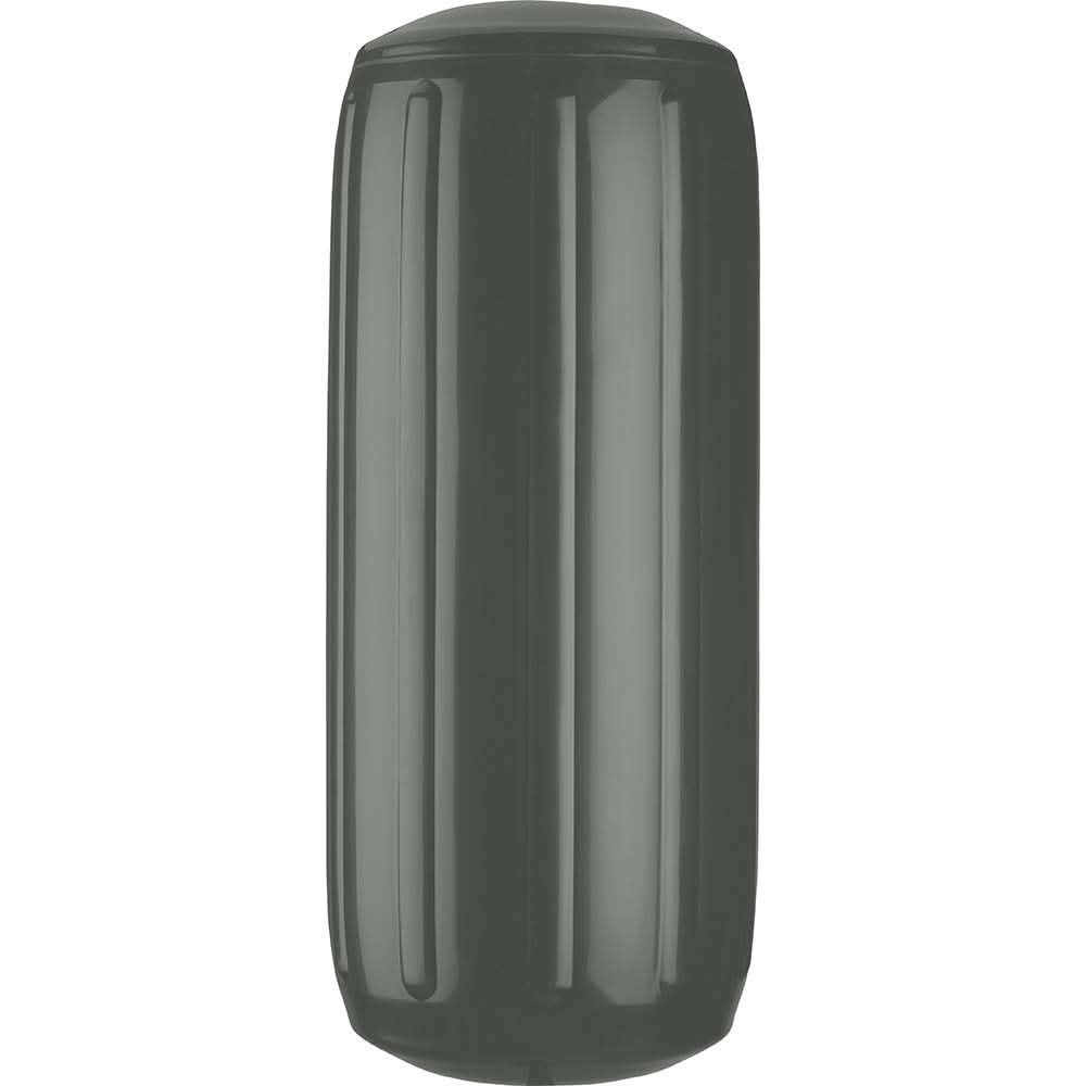 Polyform HTM-4 graphite boat fender 13.5" x 34.8" with vertical ribs and reinforced ends for medium-duty marine protection