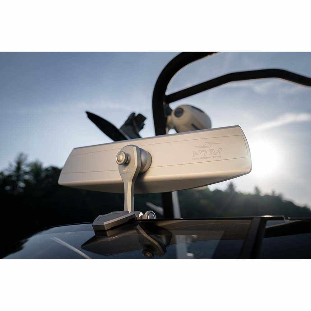 PTM Edge VR-140 Elite silver boat mirror with high-definition optics and adjustable socket